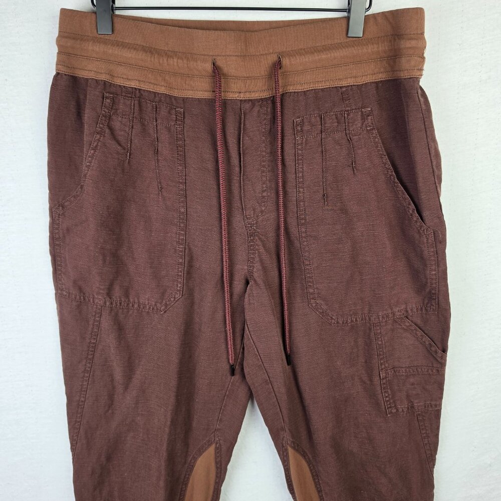 Anthropologie The Nomad Jogger Pants Linen Brown High Waist sz L Boho Lagenlook - Picture 5 of 14